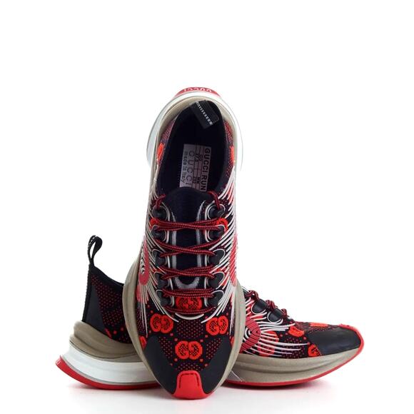 GUCCI Men's GG Run Sneakers Technical Knit 680900 Red Black Gray Sz 11 US 11.5 - Picture 16 of 16